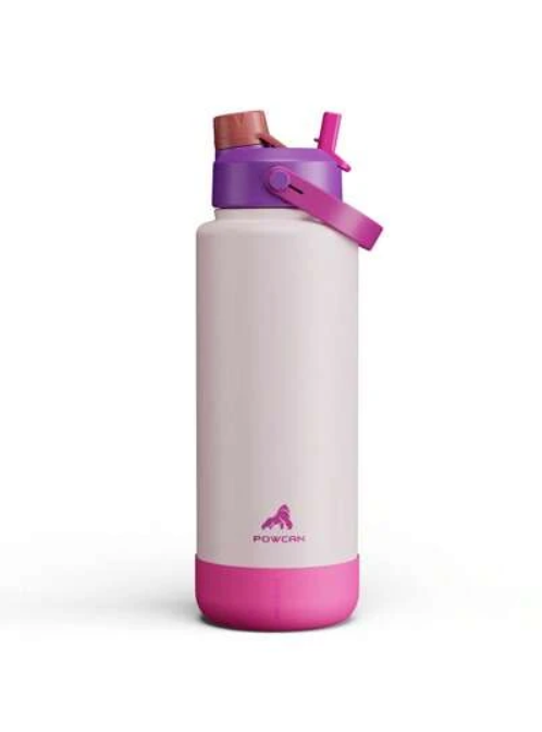 POWCAN Insulated Water Bottle with 2-in-1 Straw and Spout Lid 1200 ml