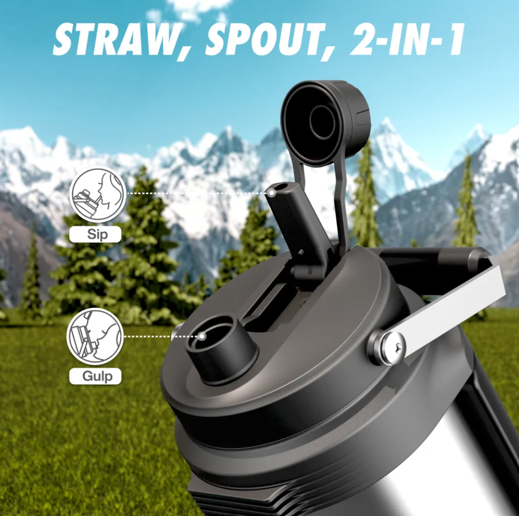 POWCAN Insulated Water Jug with 2-in-1 Lid and Dual Handle 2000 ml