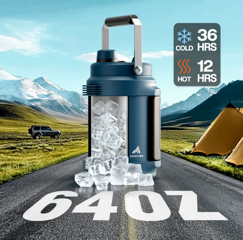 POWCAN Insulated Water Jug with 2-in-1 Lid and Dual Handle 2000 ml