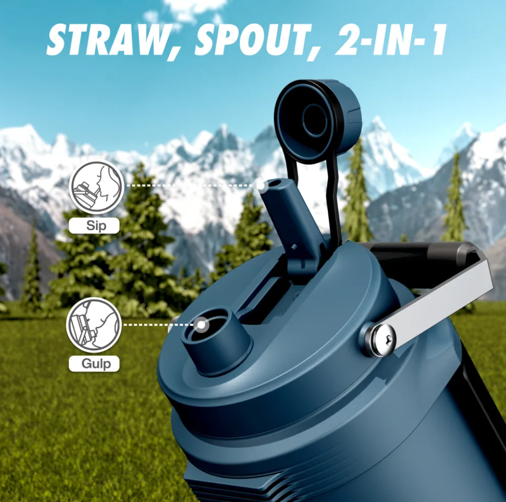 POWCAN Insulated Water Jug with 2-in-1 Lid and Dual Handle 2000 ml