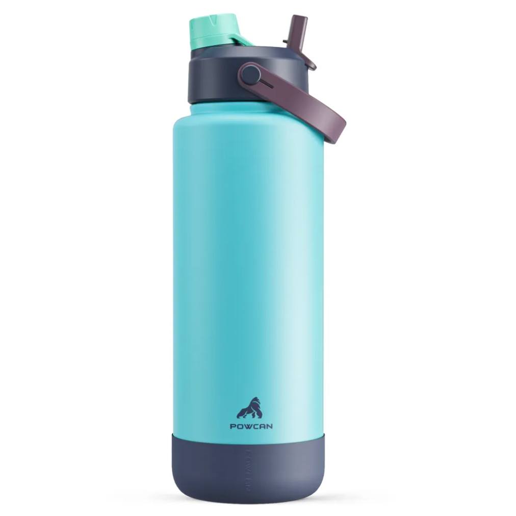 POWCAN Insulated Water Bottle with 2-in-1 Straw and Spout Lid 1200 ml