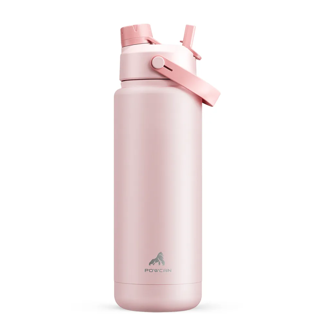 POWCAN Insulated Water Bottle with 2-in-1 Straw and Spout Lid 500 ml