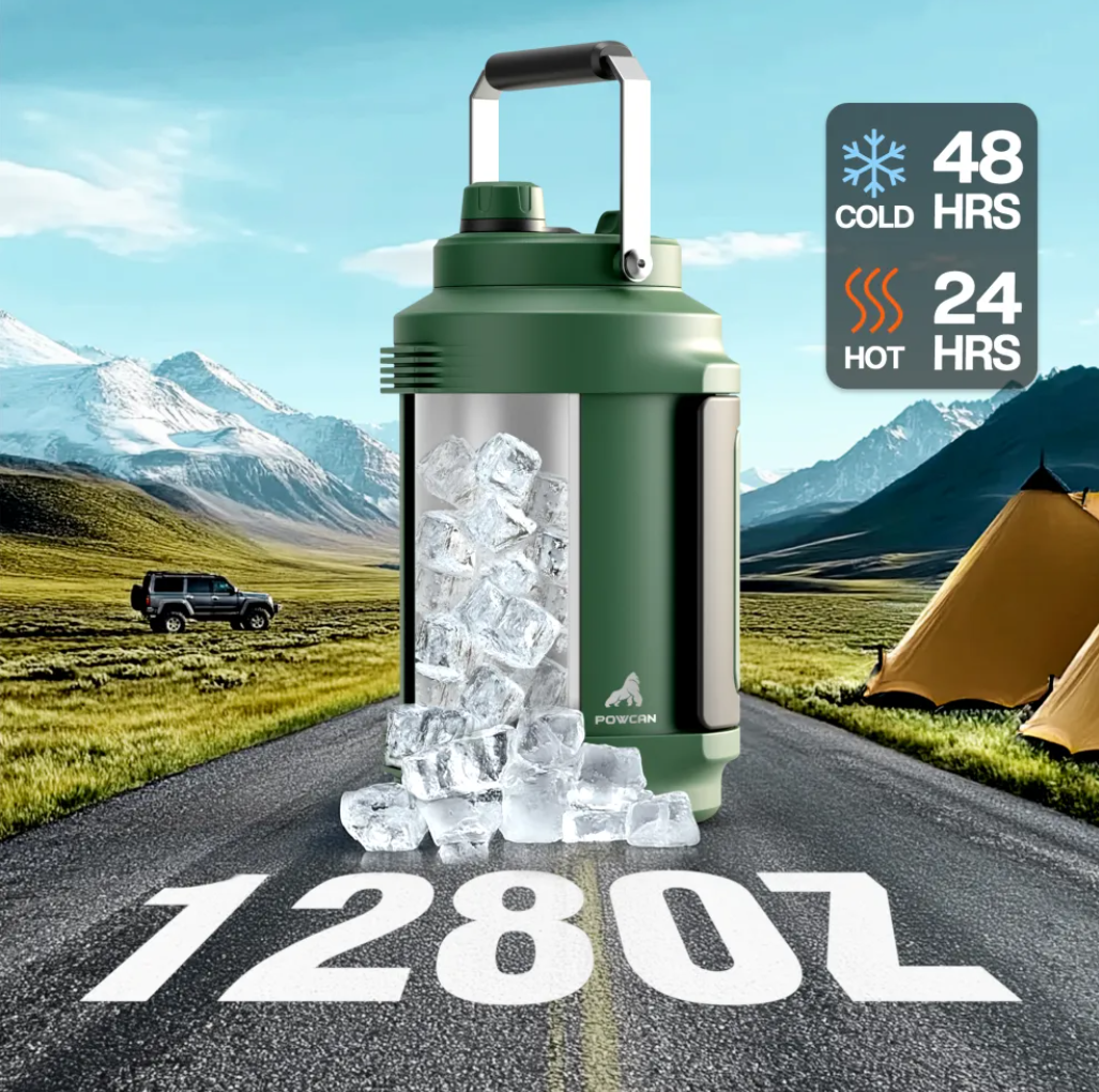 POWCAN Insulated Water Jug with 2-in-1 Lid and Dual Handle 4000 ml