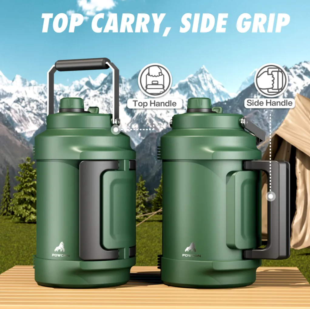 POWCAN Insulated Water Jug with 2-in-1 Lid and Dual Handle 2000 ml