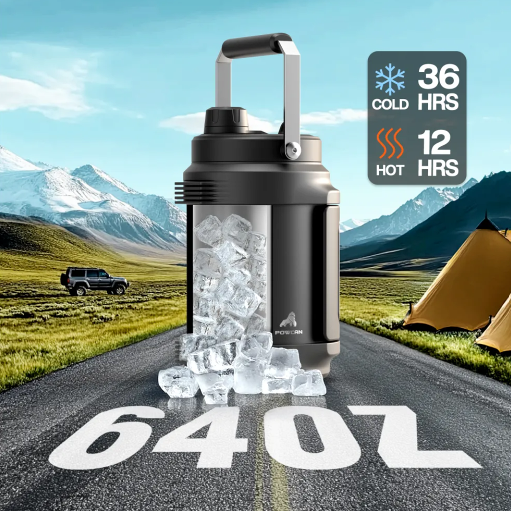 POWCAN Insulated Water Jug with 2-in-1 Lid and Dual Handle 2000 ml