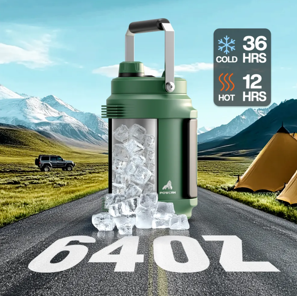 POWCAN Insulated Water Jug with 2-in-1 Lid and Dual Handle 2000 ml