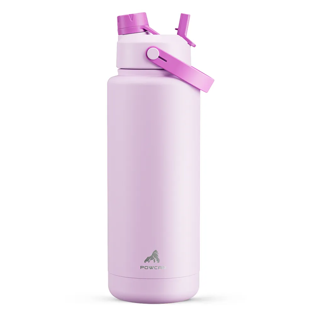 POWCAN Insulated Water Bottle with 2-in-1 Straw and Spout Lid 1200 ml