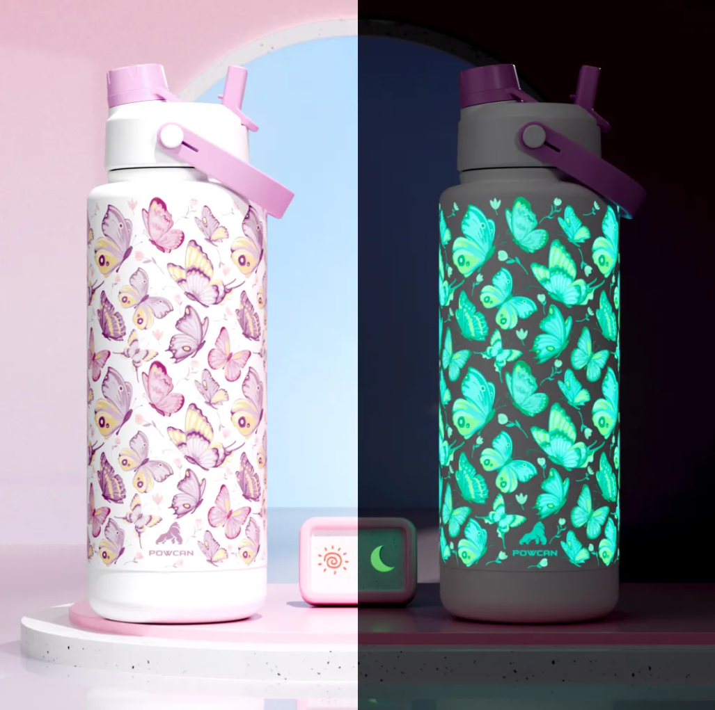 POWCAN Insulated Water Bottle with 2-in-1 Straw and Spout Lid 1200 ml