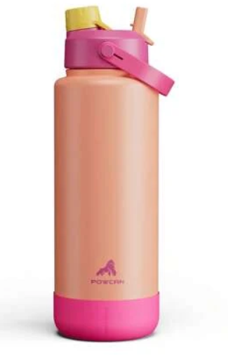 POWCAN Insulated Water Bottle with 2-in-1 Straw and Spout Lid 1200 ml