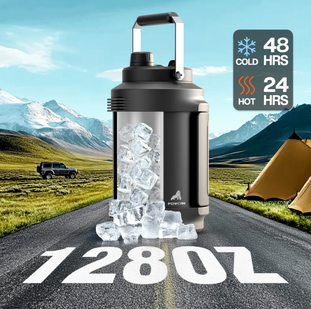 POWCAN Insulated Water Jug with 2-in-1 Lid and Dual Handle 4000 ml