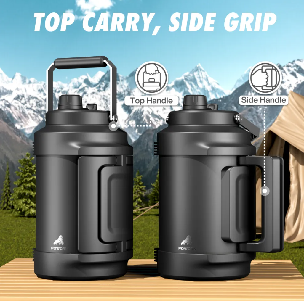 POWCAN Insulated Water Jug with 2-in-1 Lid and Dual Handle 2000 ml