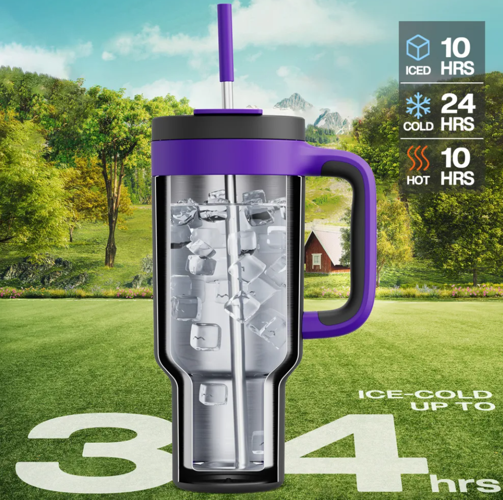 Tumbler with 2-in-1 Metal Straw Lid 1200 ml