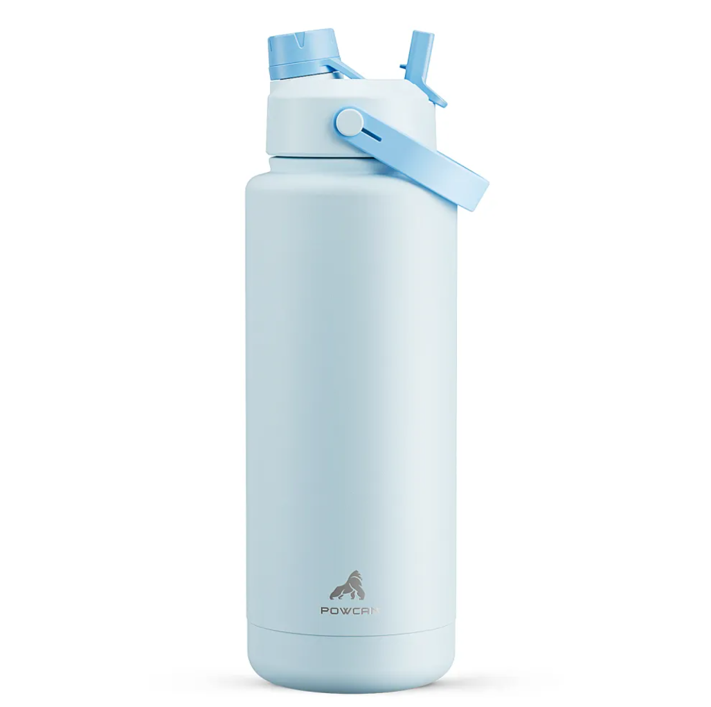 POWCAN Insulated Water Bottle with 2-in-1 Straw and Spout Lid 1200 ml