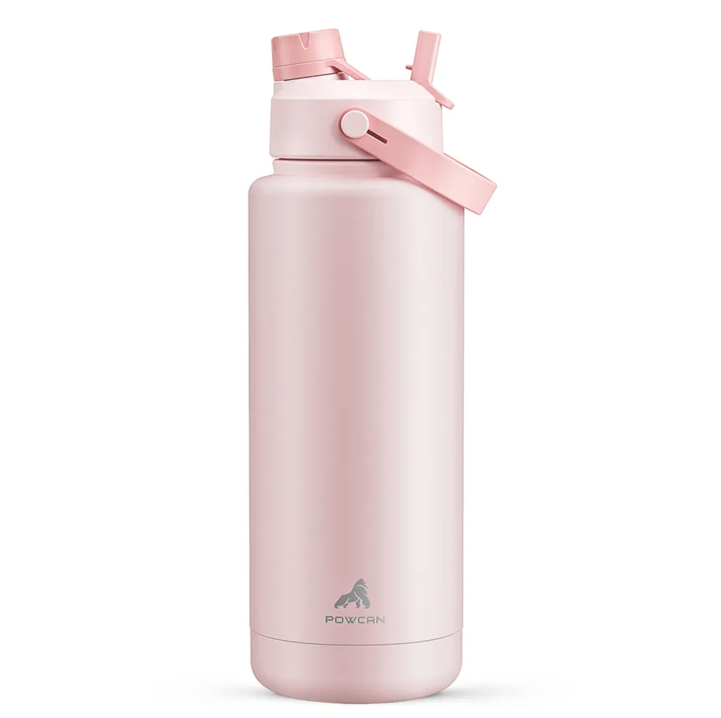 POWCAN Insulated Water Bottle with 2-in-1 Straw and Spout Lid 1200 ml