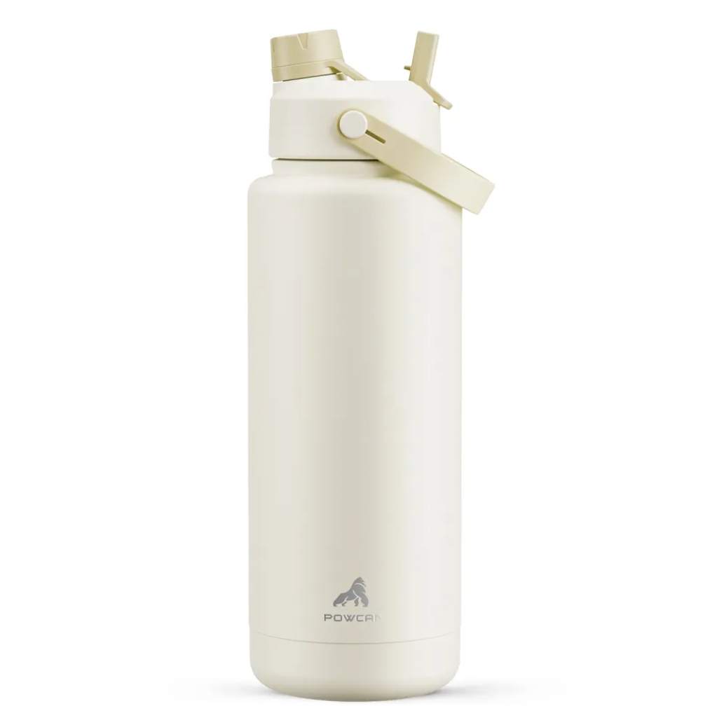 POWCAN Insulated Water Bottle with 2-in-1 Straw and Spout Lid 1200 ml