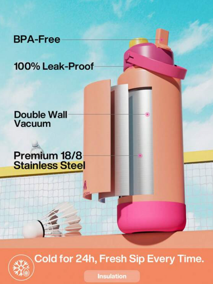 POWCAN Insulated Water Bottle with 2-in-1 Straw and Spout Lid 1200 ml